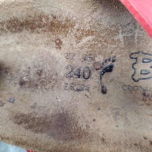 Birkenstock Shoes Womens EU 37 US 6-6.5 Red Leather Birkis Florida Sandals *Read - Picture 9 of 12